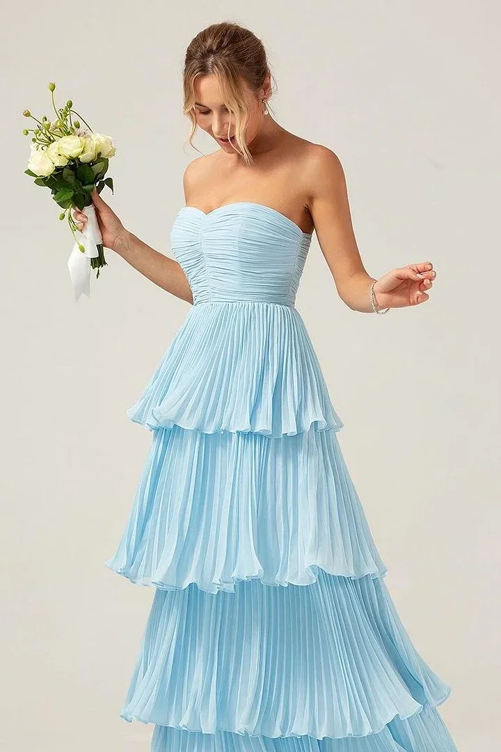 Strapless Sweetheart Sleeveless Long Prom Dress With Ruffles XJ0312