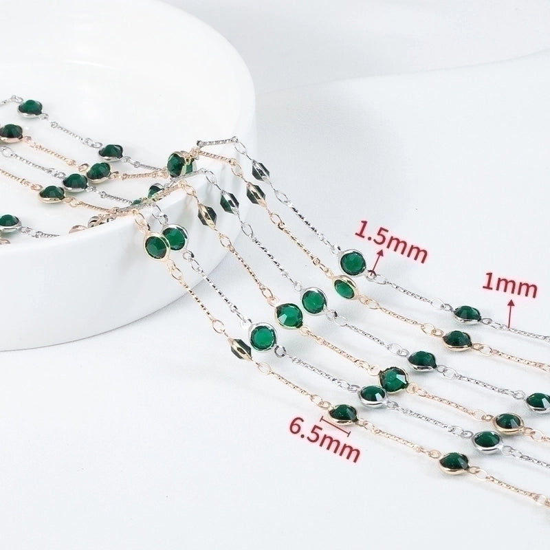 1 Piece Copper Rhinestones Glass Geometric Polished Chain