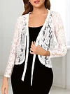 Vibrant Solid Color Open Front Cardigan Top - Elegant V Neckline, Tie Front Cut Out, Long Sleeves, Perfect for Spring & Summer, Women's Fashion Clothing