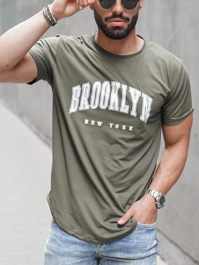 Men's Cotton Bean Paste Green T-Shirt