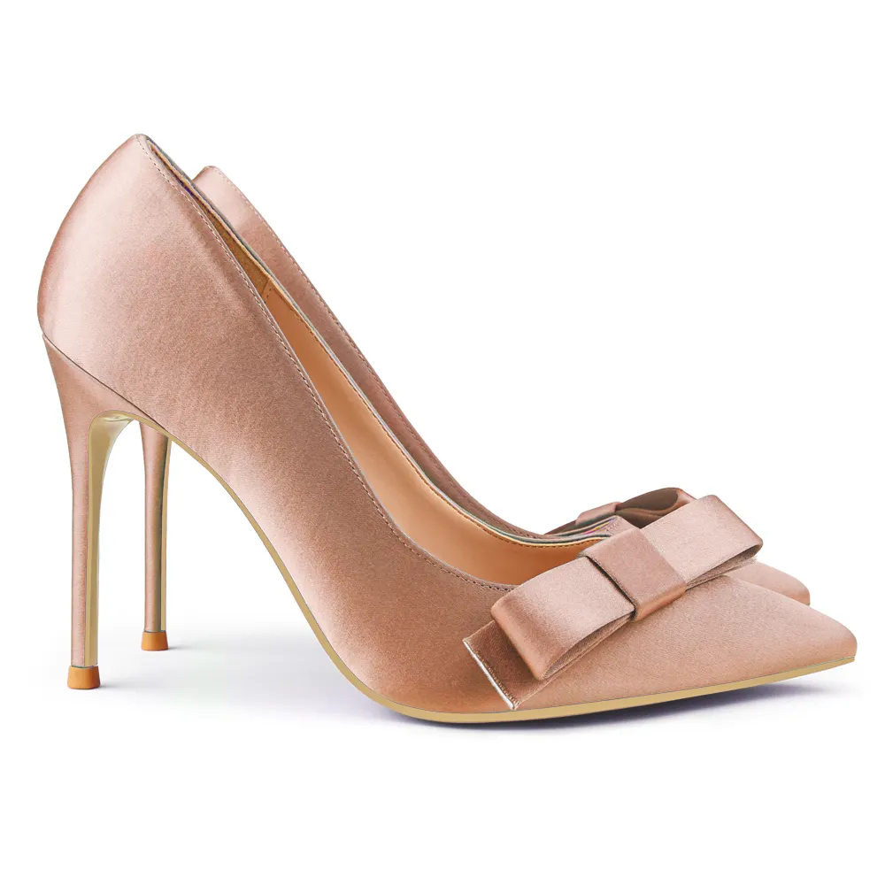100mm Bow Fashion High Heels Sexy Prom Silk High Heels Stiletto Heels-vocosishoes
