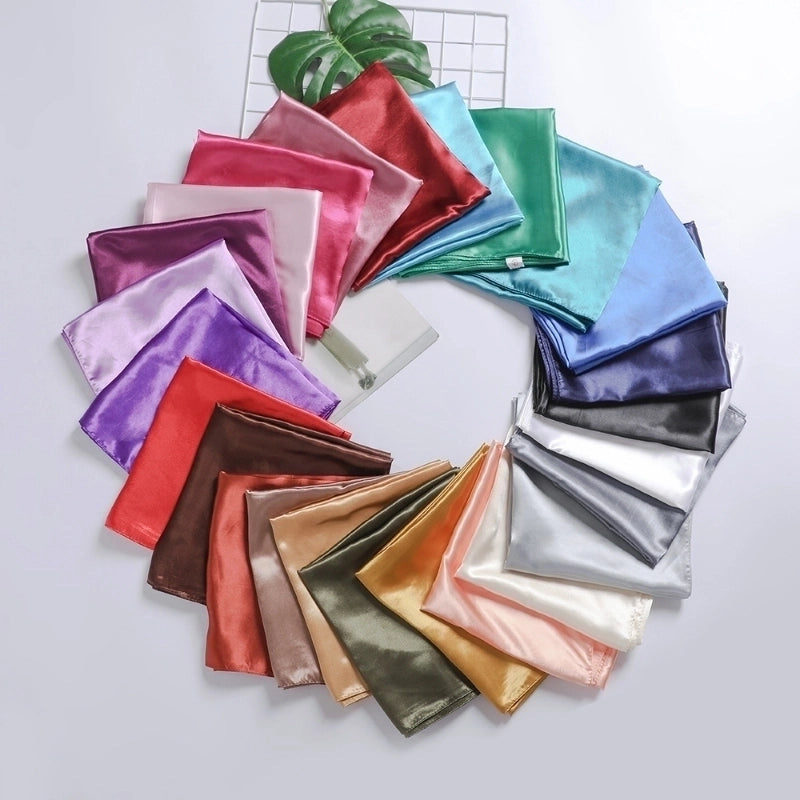 Women's Elegant Classic Style Solid Color Satin Silk Scarf