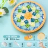 DIY Glass Mosaic Tiles Handmade Mixed Color Mosaic Kits with Wooden Coaster Kits