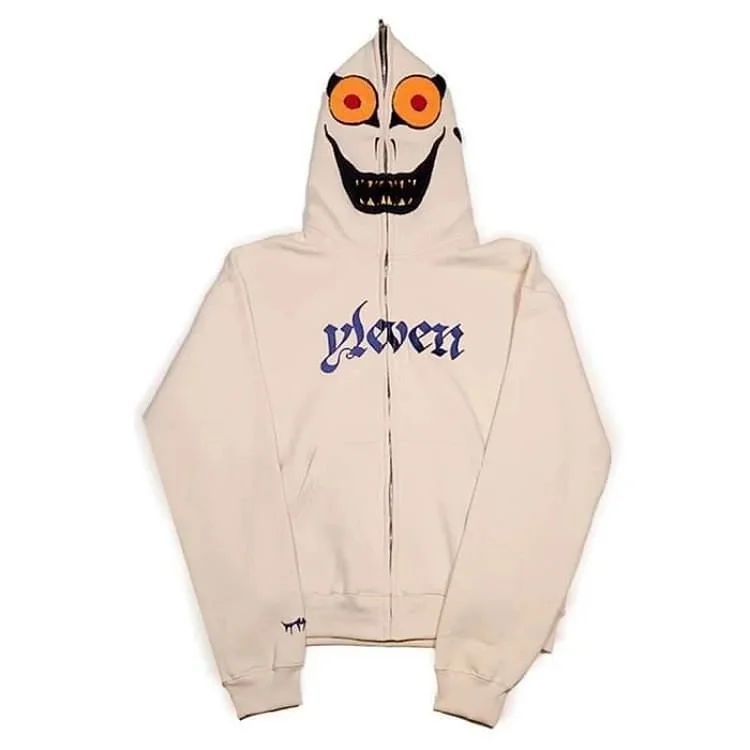 Y2K Goth Autumn Smiley Lettering Print Casual Street Zipper Hoodie