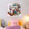 Flower Sewing Machine-14CT Stamped Cross Stitch 40*40cm/15.75*15.75in tapestrymarket