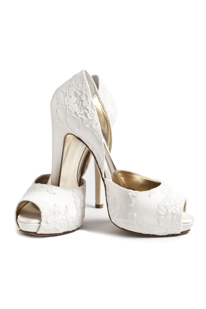 GOOSHOE White Lace Double D'orsay Peep Toe Pumps