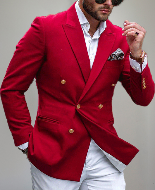 Elegant Plain Double Breasted Lapel Collar Blazer