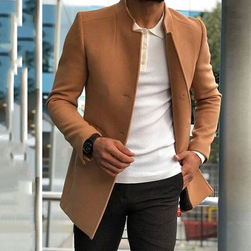 Smiledeer Autumn and winter men's business solid color woolen slim fit suit jacket