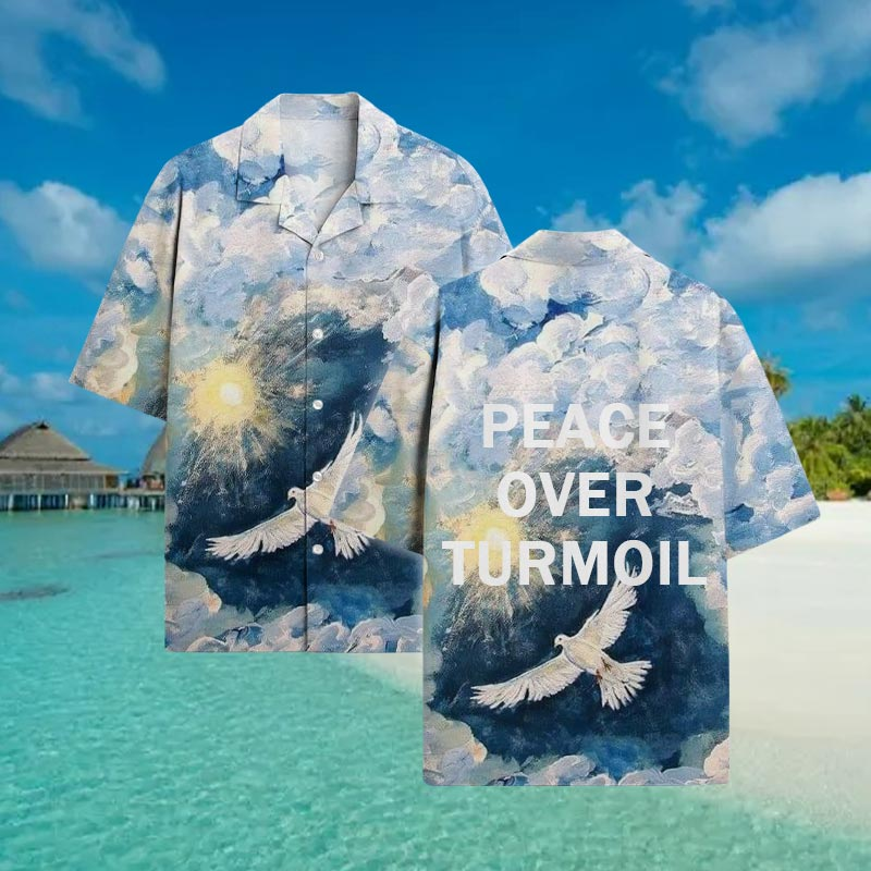 Vacation Peace Over Turmoil Print Short Sleeve Shirt
