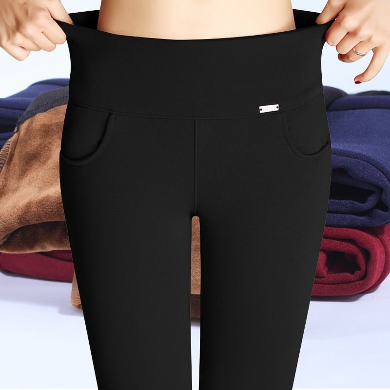 SVOKOR Lady Casual Winter Leggings Velvet Warm Leggings High Waist Pants Women Snow Hot Leggings Slimming S~2XL