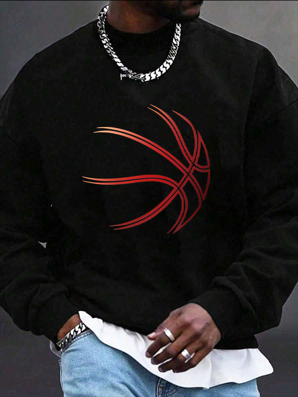 Men's Basketball Pattern Art Print Casual Sweatshirt