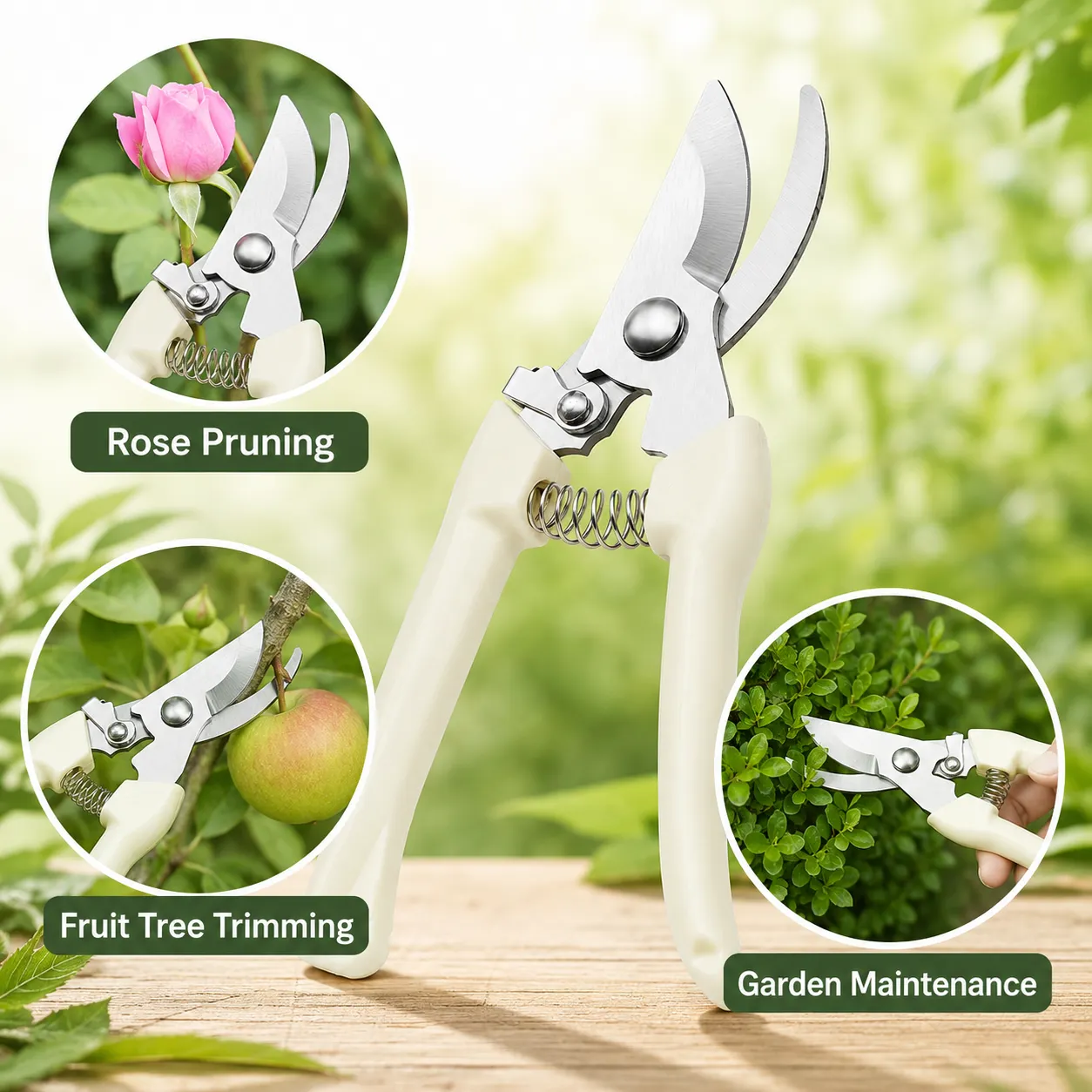 Compact Curved-Blade Garden Pruning Shears