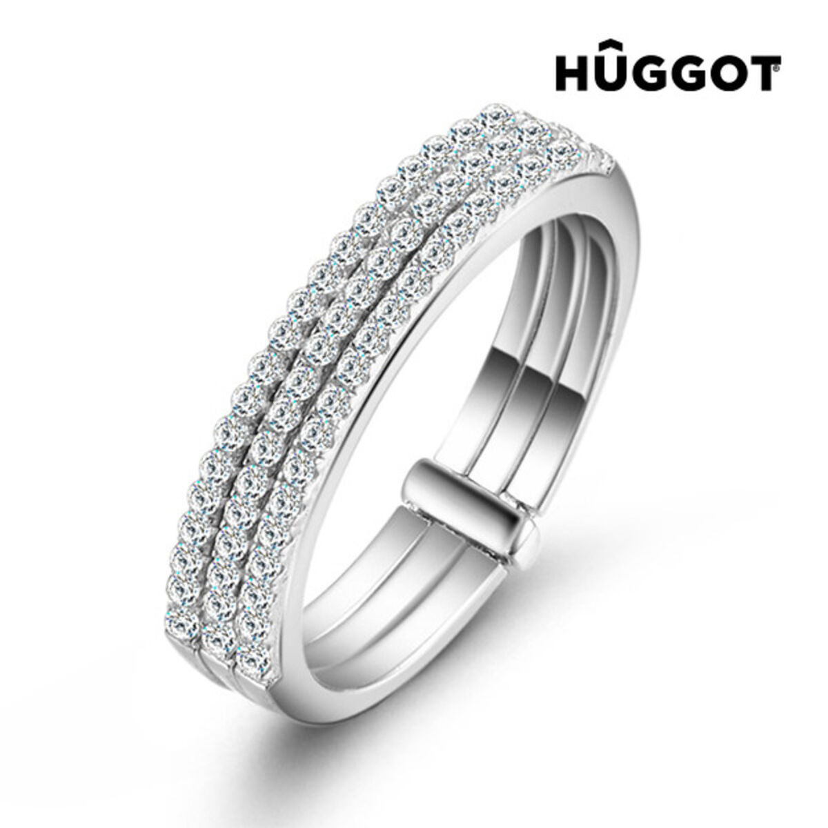 H&ucirc;ggot Three 925 Sterling Silver Ring with Zircons