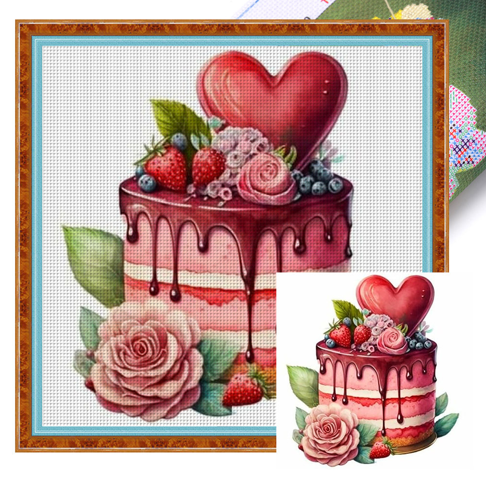 Strawberry Cake Full 9CT Pre-stamped Canvas(40*40cm) Cross Stitch