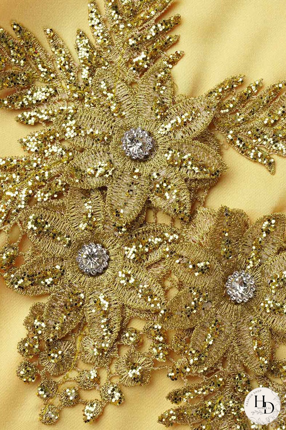 Yellow Casual Daily Solid Appliques Beading O Neck Long Dress Dresses