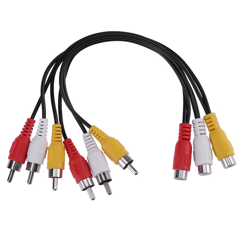 

25cm 3 RCA Female Jack to 6 RCA Male Plug Audio Video AV Adapter Cable, 501 Original