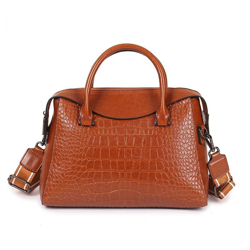 Embossed large bag single shoulder bag leather handbag