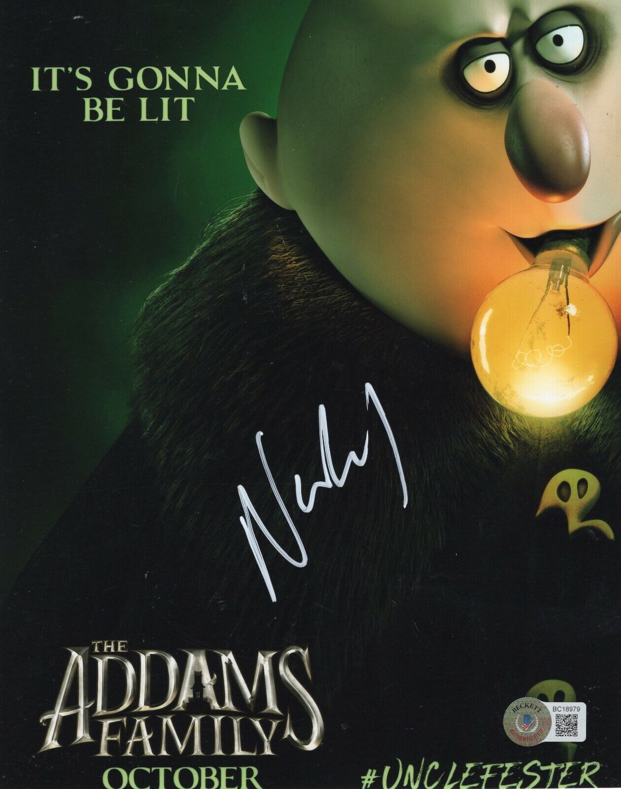 Nick Kroll Signed Addams Family Movie Fester 8x10 Photo Poster painting w/Beckett COA BC18979