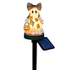 Resin Lighted Vintage Patchwork Ghost with Floral Bow and Pumpkin Lights LED Lighted Patchwork Ghost Decor Halloween Patchworks Ghosts Lamp for Mantel Shelf Entryway Porch