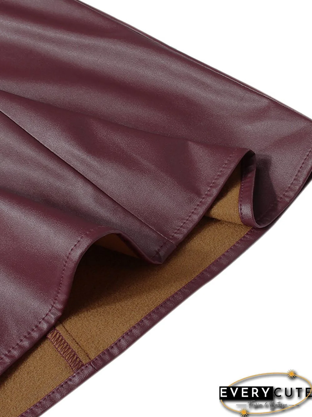 Solid Color PU Leather High Waist Skirt For Women