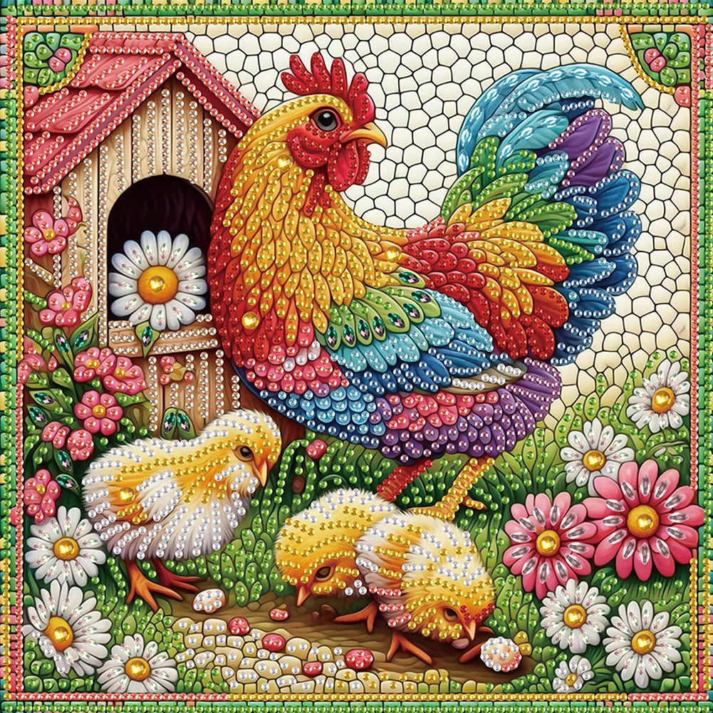 Partial Special-shaped Crystal Rhinestone Diamond Painting - Chicken(Canvas|30*30cm)