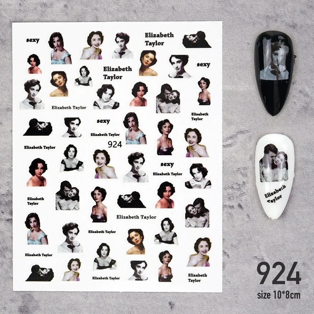 Nail Art Sticker water decal decorations Beauty Woman Marilyn Monroe Audrey Hepburn DIY Watermark Decals Nail Art Sticker