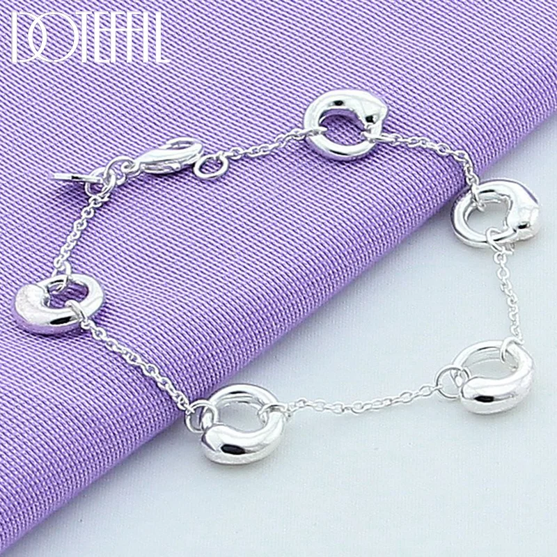 DOTEFFIL 925 Sterling Silver Water Drop Chain Bracelet For Women Jewelry