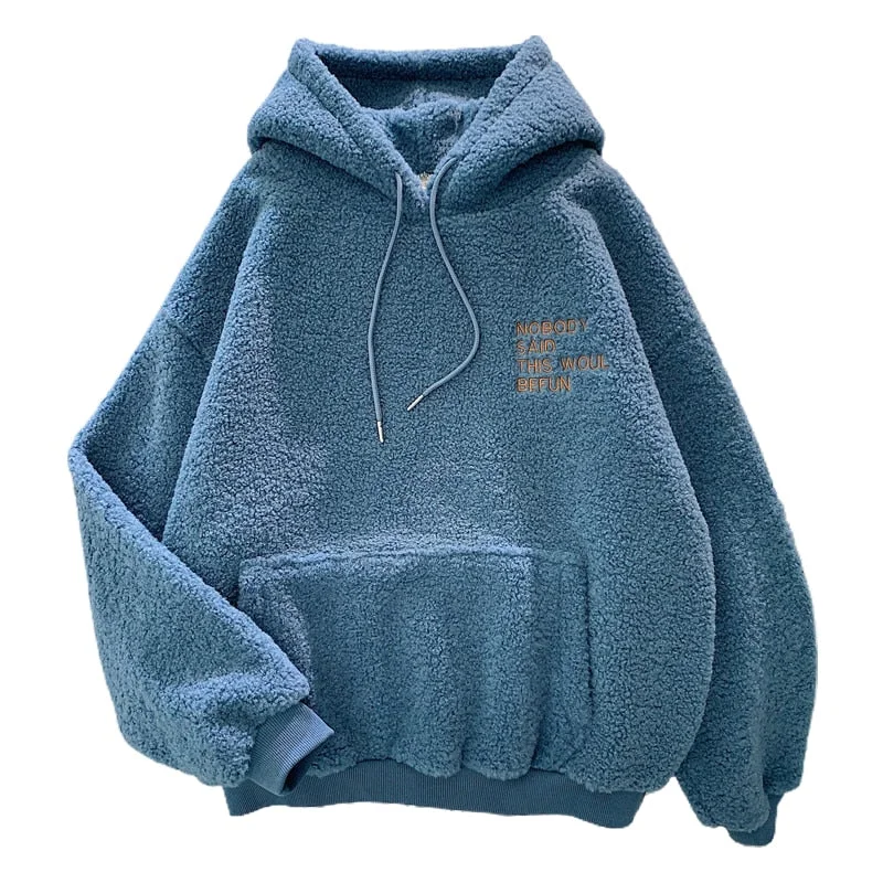 Hoodies Sweatshirts Women Autumn Winter Lamb Wool Hoodies Oversize Pullover Velvet Thicken Warm Hoodie Sweatshirts Streetwear