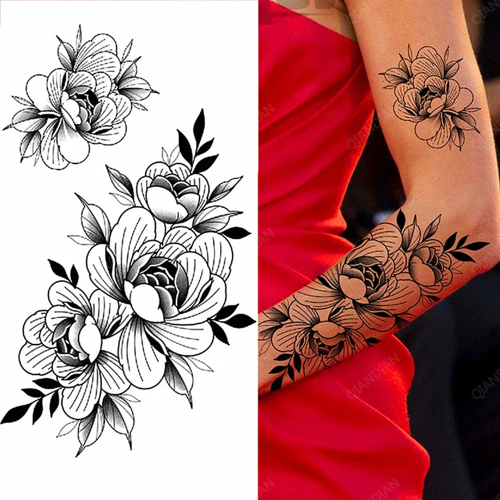 Arm Temporary Tattoo Tiger Flower Lion Rose Wing Wolf Mountain Dolphin Body Chest Leg Waterproof Sticker Tatoo Fashion Man Totem