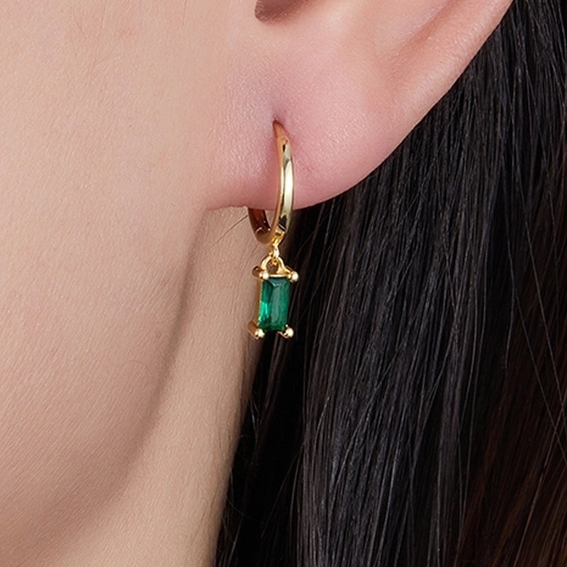 1 Pair White Gold Plated Gold Plated 925 Sterling Silver Zircon Geometric Drop Earrings