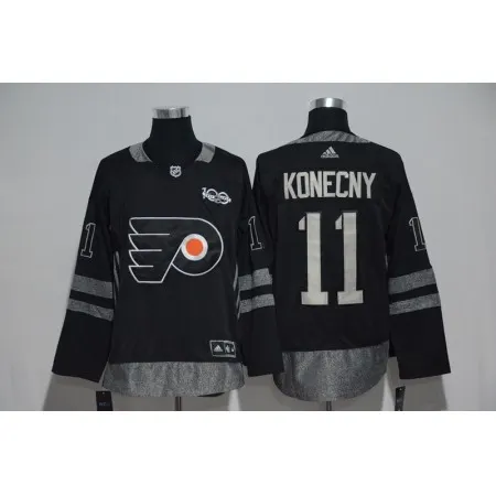 Philadelphia Flyers #11 Travis Konecny Black Men's 1917-2017 100th  Anniversary   Stitched NHL Jersey