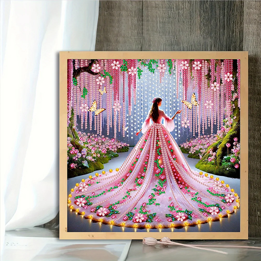 Pink Dress Beauty - Diamond Painting - Partial Special Shaped Drill(Canvas|30*30cm)
