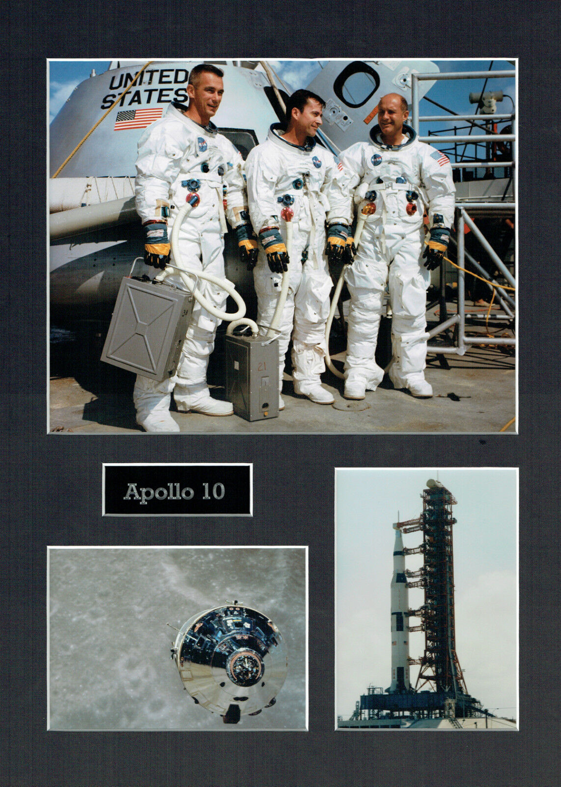 Apollo 10 16x12 Mounted Crew Photo Poster painting Astronaut Space Montage