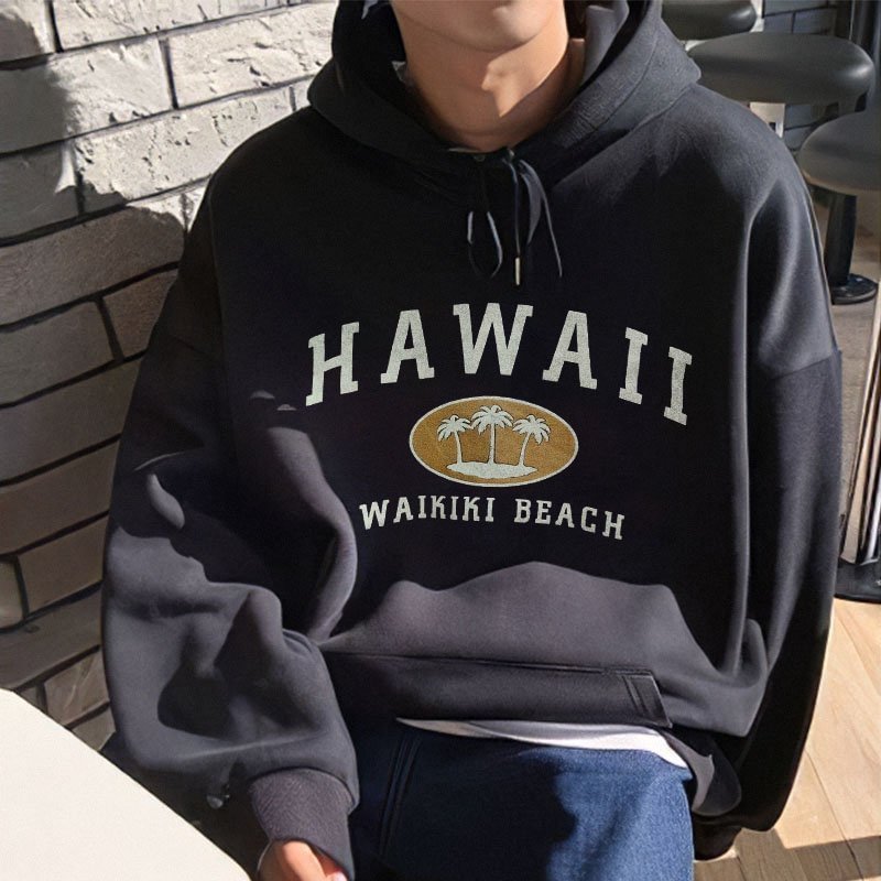 Retro Hawaiian Print Men's Oversized Hoodie