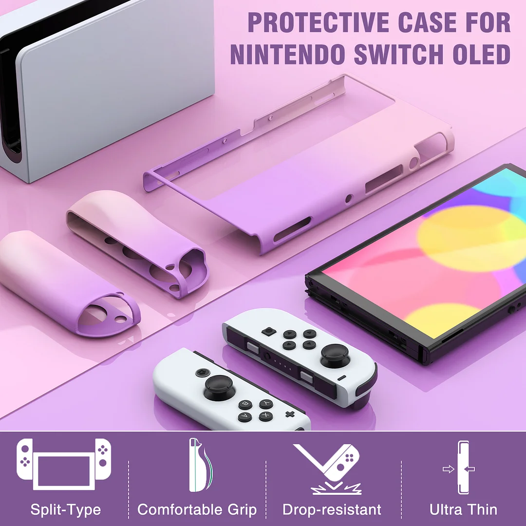DinoFire Protective Grip Case Fit for Nintendo Switch,Soft Silicone Case for Nintendo Switch with Screen Protector and Thumb Grip