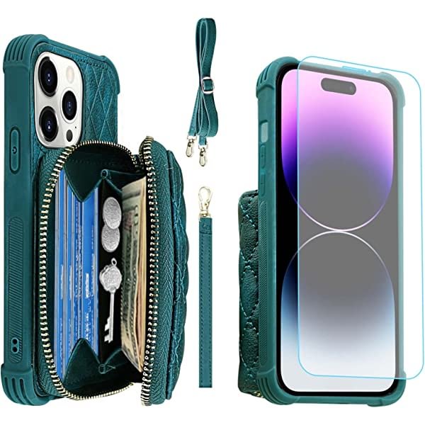 MONASAY Zipper Wallet Case for iPhone 14 Pro 6.1 inch