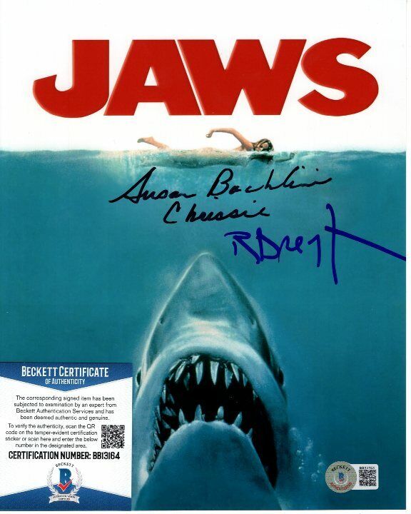 RICHARD DREYFUSS and SUSAN BACKLINIE signed JAWS 8x10 Photo Poster painting Beckett BAS