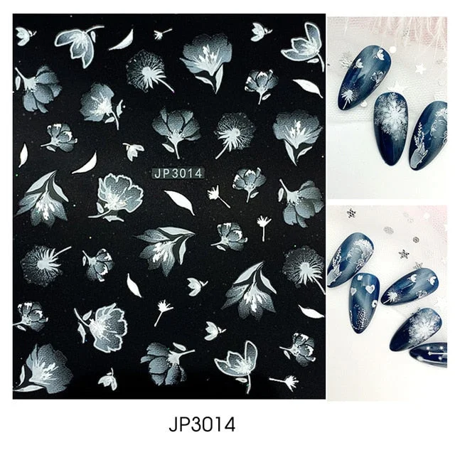 Nail Stickers Embossed 5D Elegant Abstract Flower Leafs Designs Back Glue Nail Decals Decoration Tips For Beauty Salons-Nail Inspo