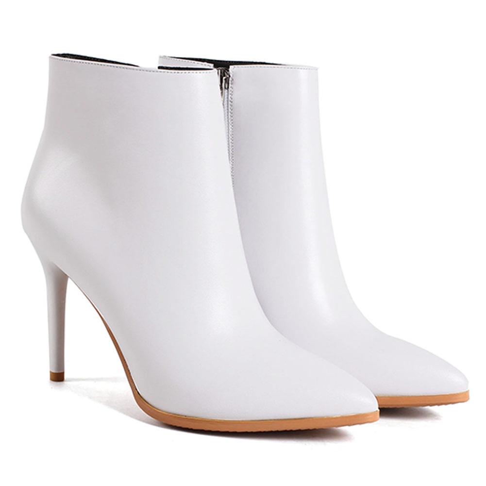 90mm Women's Zipper Ankle Boots Solid Color-vocosishoes