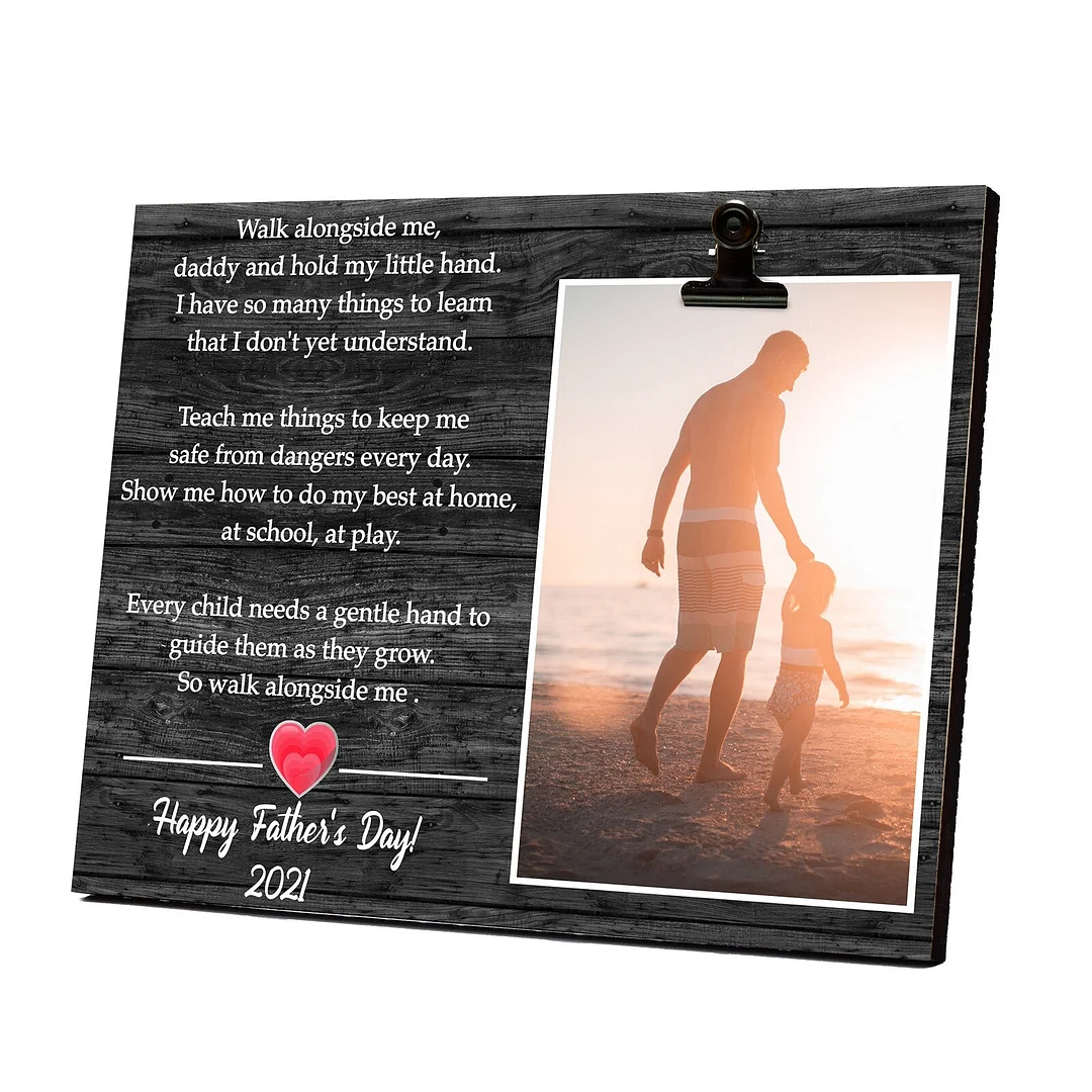 Wood Picture Frame DIY Personalized Photo Frame For Father's Day Gift From Daughter Son Unique Gift Wall Frames With Holder