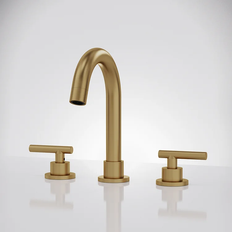EVERSTEIN Two 90&deg; Lever Handles Bathroom Sink Faucet in Brushed Gold SFS-1112-GD