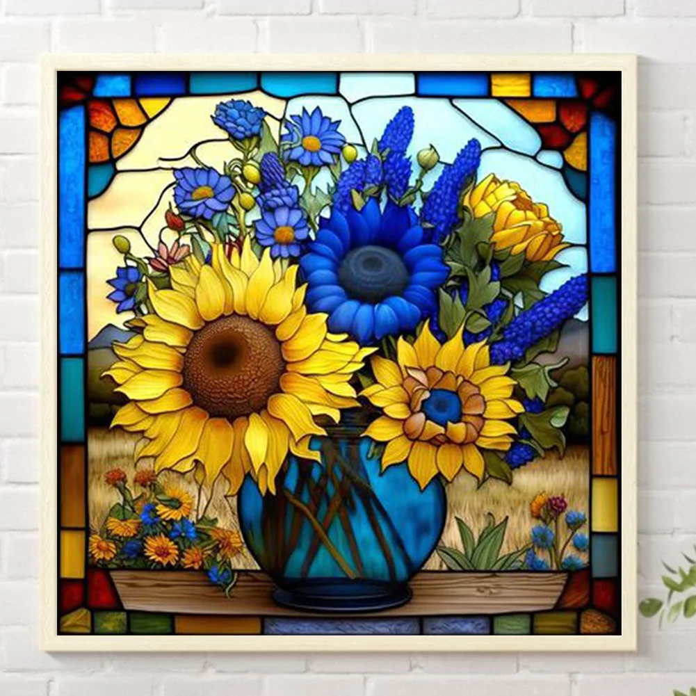 Diamond Painting - Full Round Drill - Stained Glass Sunflower(35*35cm)