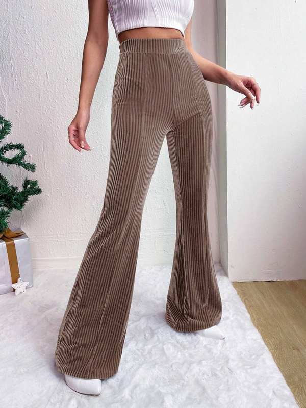 Mature Women High Waist Pants Solid Color Casual Wide Leg Long Sweatpants