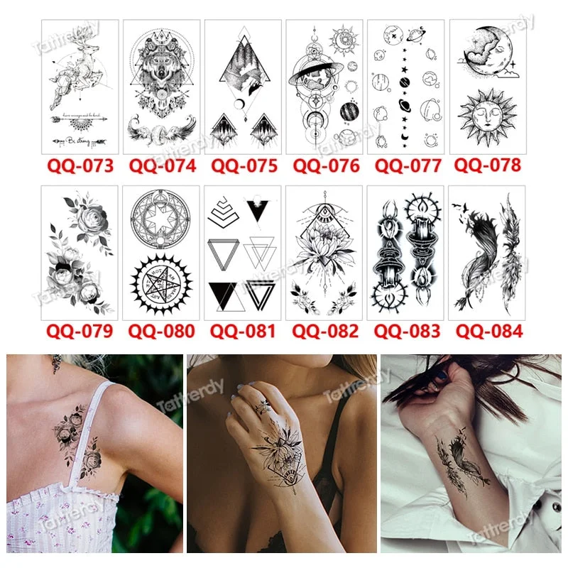 12Pcs/Set Waterproof Temporary Tattoo Sticker Small Rose Daisy Peony Flash Tatoo Flower Hand Ankle Wrist Fake Tatto For Body Art