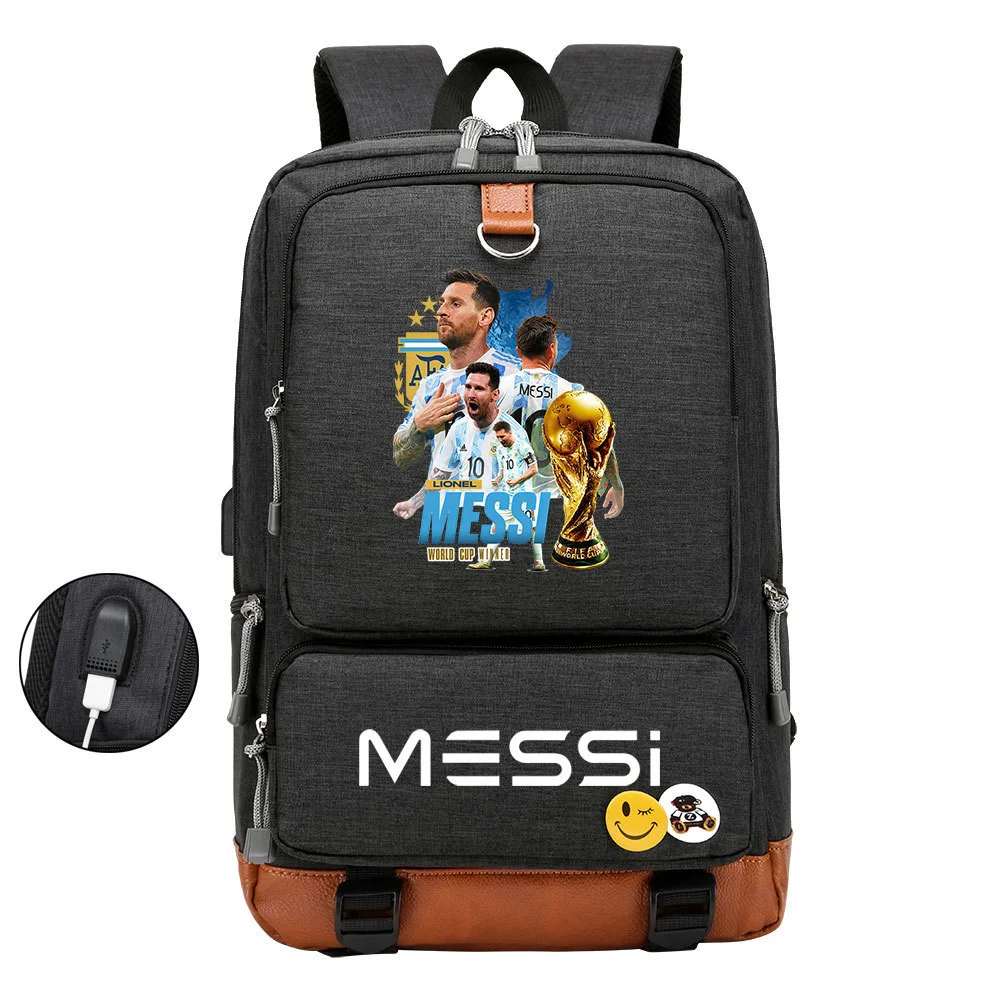 Buzzdaisy Score Big with Lionel Messi: Multi-Pocket Backpack with USB Charging and 15-Inch Laptop Capacity