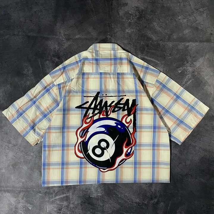 Blue Striped Check Print Shirt