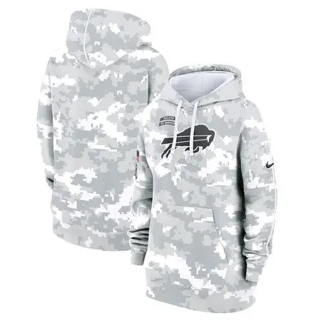 Women's Buffalo Bills  Arctic Camo 2024 Salute To Service Club Fleece Pullover Hoodie