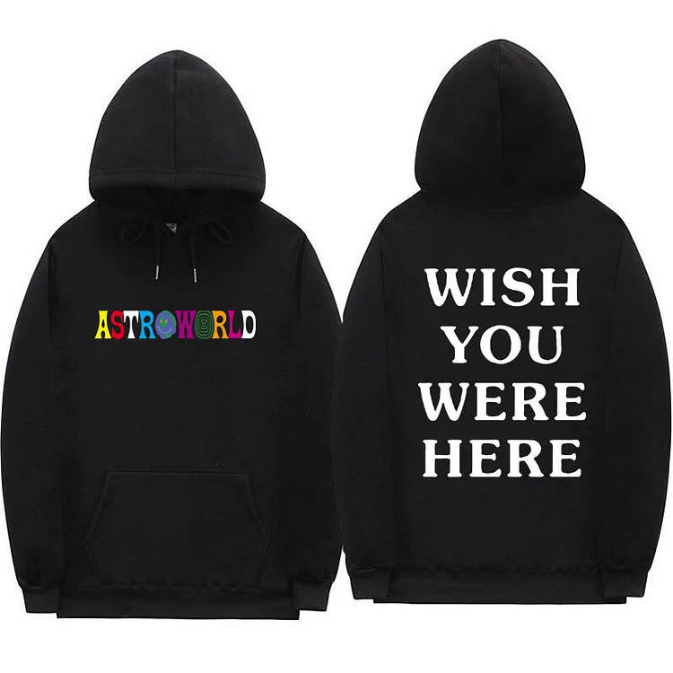 Astroworld Wish You Were Here Hoodies Travis Scott Sweatshirt Letter Print Hoodie at Hiphopee