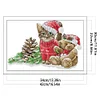 [Brand]Christmas Kitten And Bear - 14CT Stamped Cross Stitch - 42*30cm - Xmas