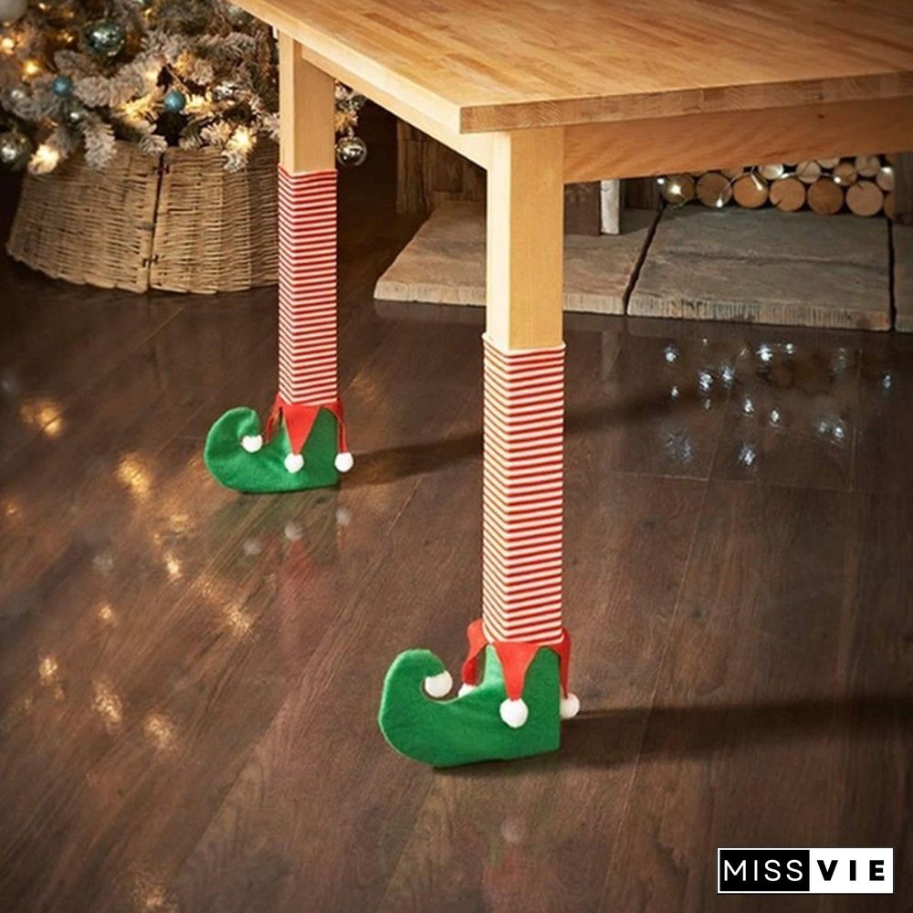 4Pcs/Set Elf Santa Chair Table Leg Covers Christmas Table Decoration Novelty